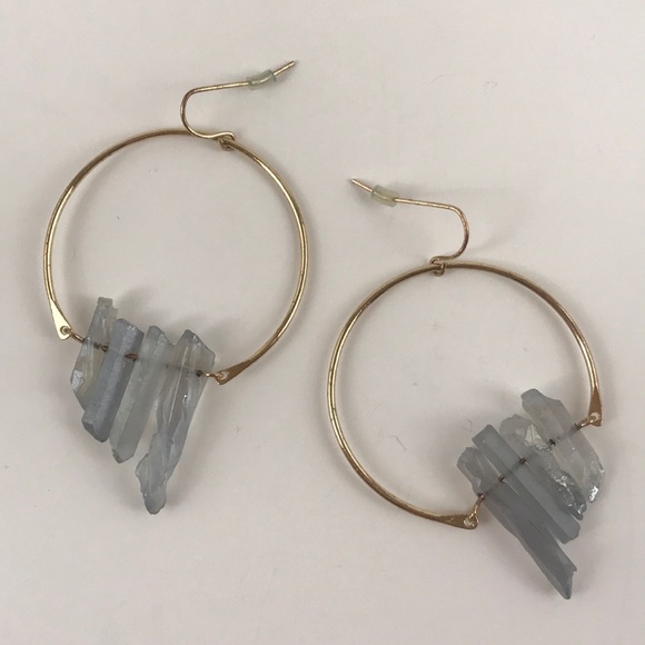 Cost Plus World Market Jewelry - Gold + blue crystal hoops